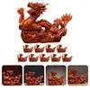 Decorações de jardim 10 pcs chique dragão estátua de madeira artesanato pequeno animal decoração graça estátuas ornamento de mesa