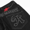 Men's Pants Harajuku Retro Washed Pentagram Embroidery Pants for Men and Women Casual Straight Black Loose Streetwear Women Denim Trousers 230404