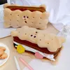 Ins Creative Novelty Cute Cartoon Sandwich Cookie Pencil Case Plush Student Storage Large Capacity Stationery Box