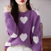 Kadın Sweaters Sonbahar ve Kış Yuvarlak Boyun Kaşmir Alt Pulover Aşk Graffiti Yün Örme Ceket Uzun Kollu Sweater