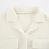 Vestes Femmes Femmes Manteau de laine d'agneau blanc à manches longues chaud décontracté doux confortable veste boutonnée automne hiver vêtements d'extérieur hauts 2023