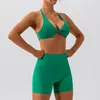 Yoga-outfit Sport-bh's met gekruiste rug Dames naakt vest Running Fitness-bh Sneldrogende dunne bandjes Effen tanktop met borstkussens