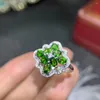 Кластерные кольца kjjeaxcmy fine jewelry 925 Pure Silver Inlaid Natural Diopside Gemstone Lady Ring Обнаружение поддержки