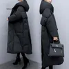 Damen Trenchcoats Winter Oversize warmer Entendaunenmantel weibliche X-Long Jacke mit Kapuze Cocoon Style Dicke Parkas