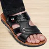 Sandálias de couro genuíno homem masculino Sapatos de verão ao ar livre praia casual de couro dois usa sandálias masculinas Slippers 230404