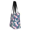 Shopping Bags Recycling Cute Axolotls Bag Women Canvas Shoulder Tote Durable Salamander Animal Groceries Shopper