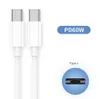 60W 3A Braided USB C To USB C Data cable For samsung HUAWEI 15 Pro Max Plus Type C Fast Charging Cable