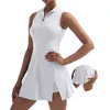 Tennis Dresses CUGOAO 2pcs Fashion Tennis Dresses with Shorts Side Slit Women Golf Badminton Dress Suit Casual Outdoor Running Sportswear 230404