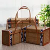 Dinnerware Sets Fruit Basket Picnic Container Vintage Wedding Decor Wooden Multipurpose Woven Bamboo Po Prop Child