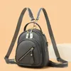 Skolväskor 2023 Trend Travel Knapsack Korean Simple Luxury Fashion Soft PU Liten ryggsäck Casual axelväska College Student School Bag