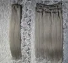 Extension capelli umani grigi clip spesse vergini in extension per capelli lisci 100 g 7 pezzi 4446762