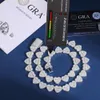 Dropshipping lüks hip hop takı 13mm 925 STERLING Gümüş VVS Moissanite Elmas Buzlu Kalp Şekli Tenis Zinciri Kolye