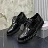 Elegante Gentleman-Derby-Slipper aus gebürstetem Leder, leichte Turnschuhe mit Sägezahnsohle aus Gummi, schwarzes Kalbsleder, Oxford-Mokassins für Partys, Hochzeitskleider