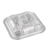Take Out Containers 100pcs Disposable Transparent Plastic Boxes Hinged Lid Four-grid Takeout Food For Desserts Fruits