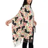 Scarves Lady Long Doxie Florals Dachshund Women Winter Soft Warm Tassel Shawl Wraps Sausage Dog Lovers Scarf