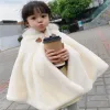 hotsell kids girl poncho cloak fur 겨울 유아 유아 어린이 공주 후드 케이프 모피 칼라 아기 아웃웨어 따뜻한 어린이 옷