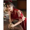 Abbigliamento etnico Elegante abito da sposa rosso tradizionale Matrimonio cinese Cheongsam Vintage Toast Abito da sera moderno Qipao