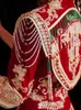 Etniska kläder utsökt kinesisk stil velor bröllopsklänning elegant mandarin krage äktenskap sequins pärlor cheongsam