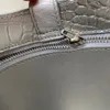 Femme XX Petit Sac Demi-Lune Noir Brillant Crocodile En Cuir De Vache En Relief Petite Dame Designer Vintage Sacs Fourre-Tout Avec Du Matériel Vieil Or