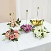 Kwiaty dekoracyjne sztuczna róża girland świeca uchwyt dekorujący okno rekwizyty ślub świąteczny stół jadalny