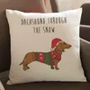 Poduszka świąteczne ubrania kapelusz kreskówek Dachshund zabawny pies linijka rzut obudowa domowa sofa