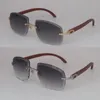 Rimless Wood Sunglasses T8200762 Carved lens Vintage women Trimming Lens Unisex C Decoration Manufacturers whole Designer254w