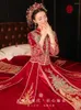 Ethnic Clothing Exquisite Sequins Chinese Style Bride Peacock Embroidery Wedding Dress Marry Beads Tassel Cheongsam