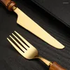 Set di stoviglie 6 pezzi Coltello da bistecca occidentale in bambù Forchetta Cucchiaio da zuppa Stoviglie da dessert di fascia alta in acciaio inossidabile giapponese 304