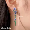 Boucles d'oreilles pendantes Huitan esthétique bleu trompette fleur longue suspendue pour les femmes Unique mariée mariage danse fête bijoux à la mode