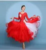 Stage Wear Ballroom Competition Dance Dress Women 2023 Design Lady's Performance Long Sleeve Red Modern Waltz Dresses