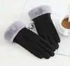 Cinq doigts gants chaud hiver dames doigt complet en cuir véritable hommes mitaine fourrure véritable cachemire pour les femmes T1C02841828