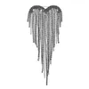 Broches Wulibaby Shining Tassel Heart for Women Unisex 2-color Rhinestone Chain Love Party Casual Broche Pin Gifts