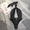 Damskie stroje kąpielowe 2023 Summer Sexy Bikini Zestaw dwuczęściowy strój kąpielowy stały kolor Halterneck Bez pleców podkładki stanik i bandaż