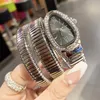 Drogie projektant wysokiej jakości stalowy pasek Moda Kreatywna serpentyna dwa pierścień stalowy pasek zegarek dla kobiet osobowość pełna diamentowa producent Agent