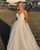 2023 Gorgeous Wedding Dresses Bridal Gown Sexy Halter Sleeveless Tulle Sequins A Line Ruched SweepTrain Custom Plus Size Country Beach vestido de novia