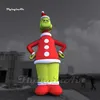 Fantástico gigante inflável grinch natal monstro verde personagem de desenho animado vestindo fantasia de papai noel para decoração de natal ao ar livre