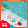 T Home romantique amour femme rouge dégoulinant d'huile émail bleu clavicule chaîne Double coeur pendentif collier cadeau SHTO