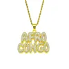 Hip Hop Rapper Men shiny diamond pendant gold silver necklace AFROCONGO pendant zircon jewelry night club accessory sweater rope chain chain 60cm 1936