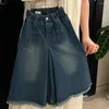 Byxor 2023 Barnens höstkläder Korean Style Girls 'High midja raka breda ben Jeans Culottes Fashion