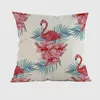 Plantas tropicais de travesseiro Animal múltiplo Flamingo Padrão de linho Caso do sofá de casa Cadeira de cadeira de cadeira decorativa 45x45cm