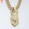 Hot Sale Hip Hop Jewelry Gold Crown Silver 925 Pass The Diamond Tester Ice Out Moissanite Pendant Lion Head Pendant For Men