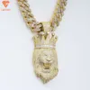 Hot Sale Hip Hop Jewelry Gold Crown Silver 925 Passera diamanttestaren Ice Out Moissanite Pendant Lion Head Pendant For Men