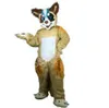 Costumes de mascotte de chien Husky Fox en fourrure longue marron, robe de soirée fantaisie d'halloween, personnage de dessin animé, carnaval, publicité de noël, Costume de fête d'anniversaire