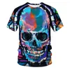 Magliette da uomo Personalità Abstract Graphic Design Trend Skull Stampa 3D T-shirt manica corta moda casual