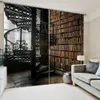 Rideaux de bibliothèque marron Morden, rideau de fenêtre 3D pour salon, bureau, chambre à coucher, rideaux stéréoscopiques 3d