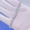 6mm Moissanite Hip Hop Iced Sieraden 925 Sterling Zilver Prong Setting Vvs Cubaanse Link Chain Armband