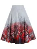 Kjolar wipalo kvinnor a-line gotisk kjol plus storlek 3xl trädtryck snörning front med hög midja kvinnlig mitten av kalf casual streetwear