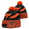 Homens de malha com punho pom cincinnati beanies chi bobble chapéus esporte malha chapéu listrado lateral lã quente beanies boné para mulher a5