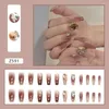 Faux ongles 24 pièces ongles conseils appuyez sur brillant cristal bricolage couverture complète amour coeur ballerine faux long français