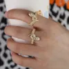 Cluster Rings Gold Plated Clear CZ Paled Classic Animal Snake Shape Wrap Finger Jewelry for Women